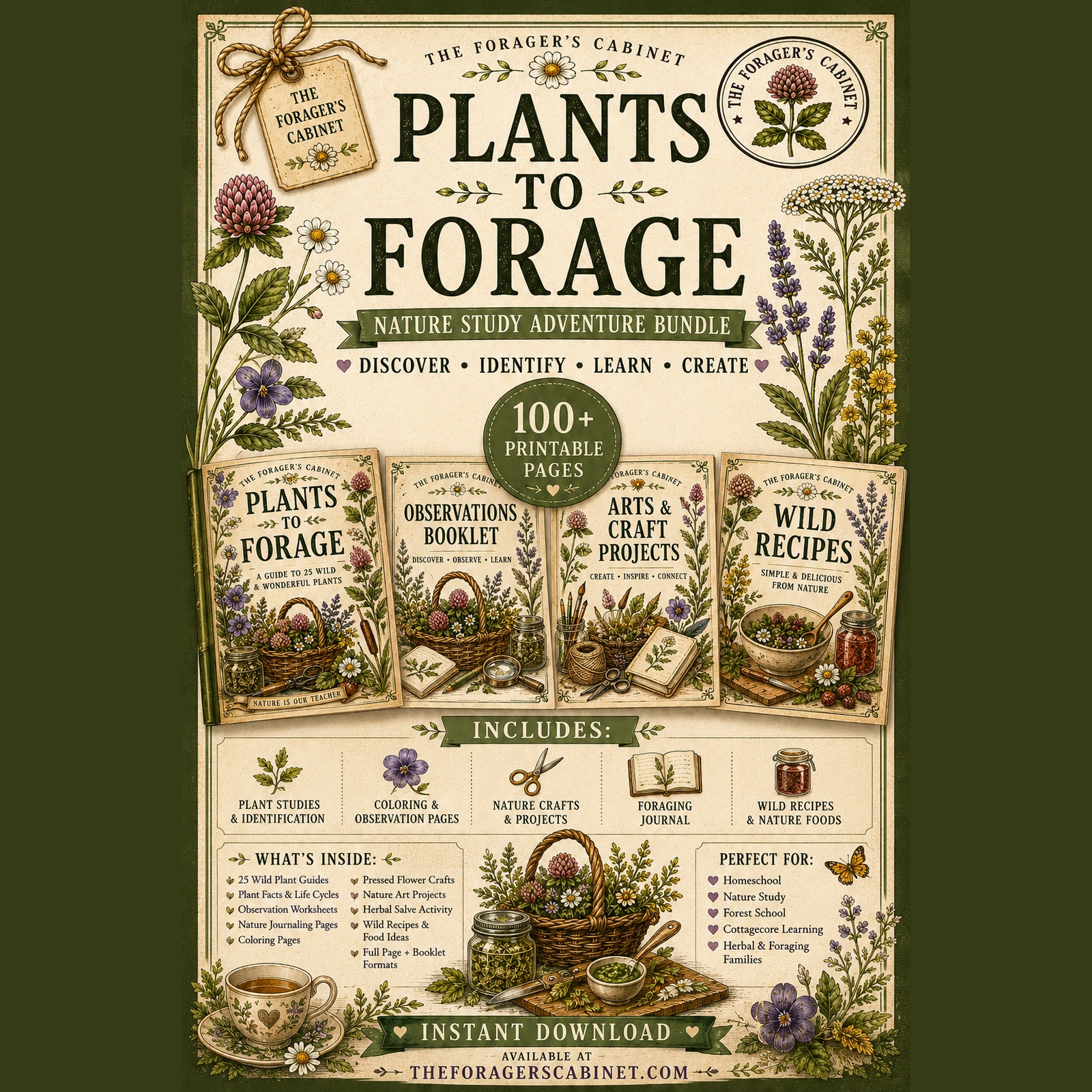 Plants to Forage Nature Study Adventure Bundle | 100+ Printable Pages